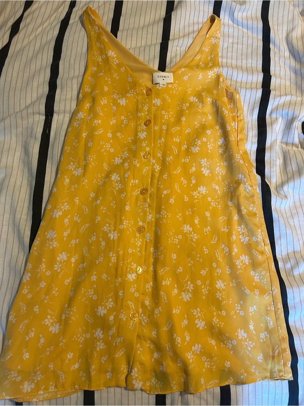 Everly Yellow Floral Button-Front Slip Dress